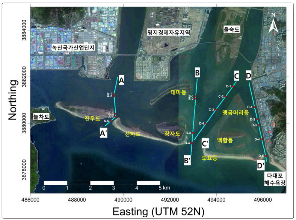 Location map of the bathymetric survey in the Nakdong River Estuary