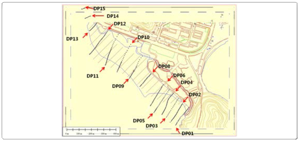 The cross-section lines surveying by RTK-GPS in Dadaepo Beach