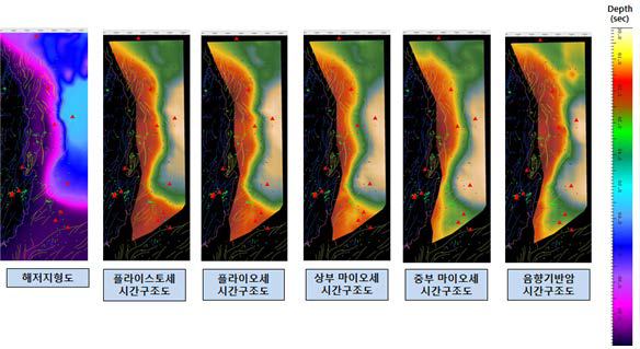 2D time structure of the earthquake zone in the East Sea