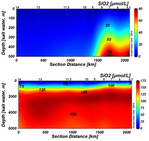 2017년 쿠로시오 확장역 규산염 수직분포