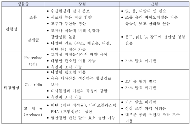 생물학적 탄소전환을 산업규모의 케미칼 생산에 적용시 장단점