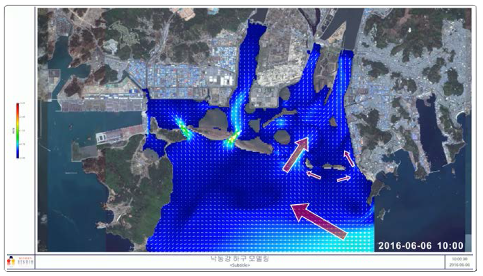 Result of MOHID numerical model for Flood tide at 10:00 June 6 2016