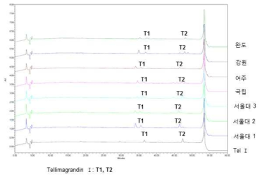 개서어나무의 원료표준화 - HPLC chromatogram