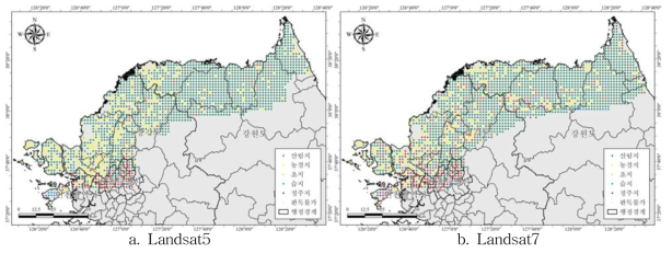 Landsat 영상을 활용한 민북지역 2km 단위 판독결과