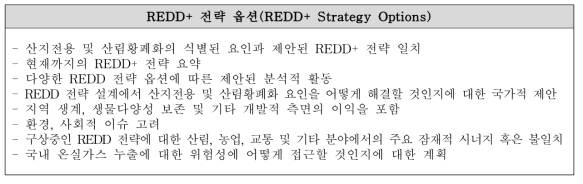 REDD+ 전략 옵션 내용