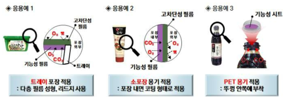 개발한 기능성 포장의 응용예