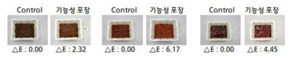 개발한 기능성 포장의 장류 표면 외관 변화