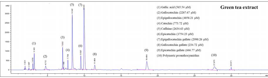 녹차 추출물 10,000 ppm, HPLC chromatogram at 275 nm