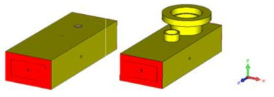구멍만 존재하는 plasma limiter (왼쪽); 구멍과 외부 부품이 연결되어 있는 plasma limiter (오른쪽)