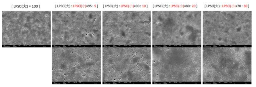 대입경과 소입경 고체전해질 비율에 따른 멤브레인 표면 SEM 이미지