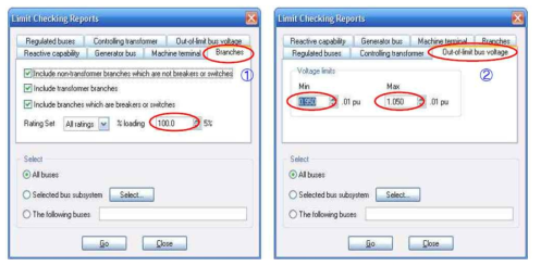 PSS/E Limit Checking Reports 예시