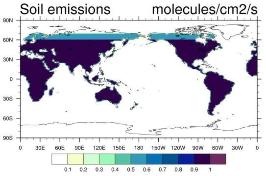 Emission map of radon from land surface