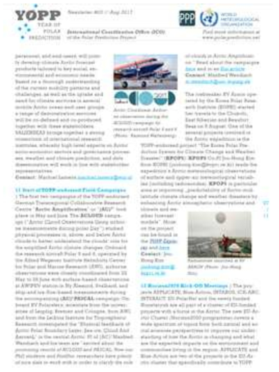 Introduction in the YOPP Newsletter about the radiosonde observation activity on the Araon (August 2017)