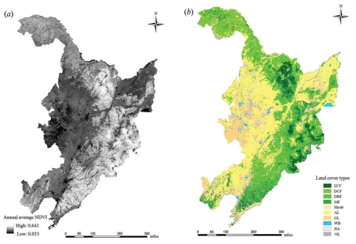 MODIS 연평균 NDVI를 사용한 식물 피복 분류도(Yan et al., 2015)
