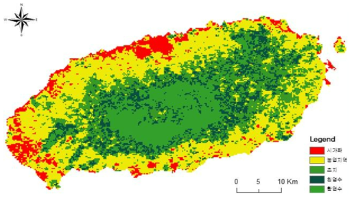 2017년 MODIS 침엽수, 활엽수 중분류 토지 피복도