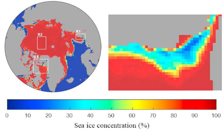 딥러닝 기반 전북극 해빙농도 위성정보 및 해빙농도 확대 영상