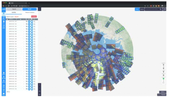 극지 위성자료 수집 및 모니터링 시스템 대외 서비스 버전 운영 화면 갈무리