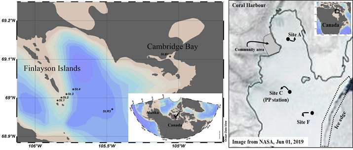 케나다 Cambridge Bay(좌) 및 Coral Harbor(우) 연구 정점