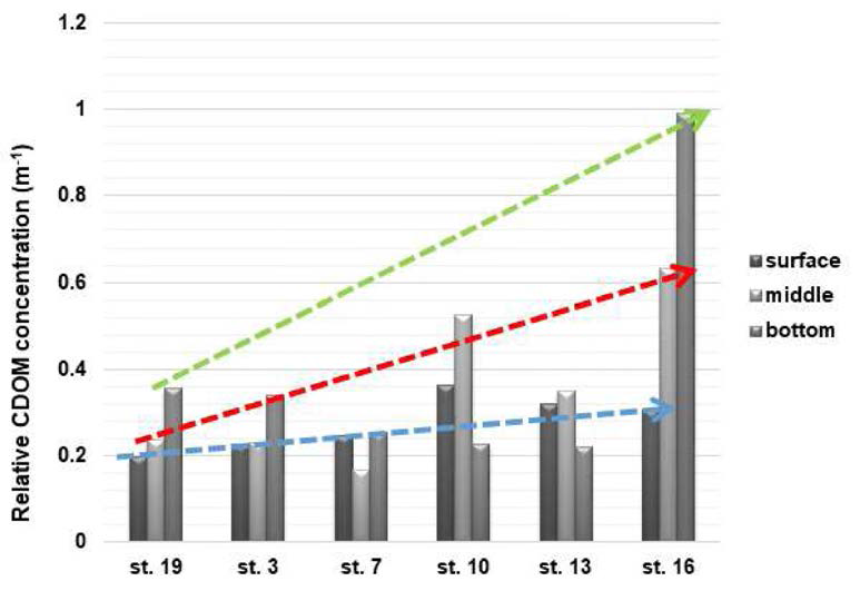 Light extinction coefficient and concentration of the CDOM in Marian Cove, 2019