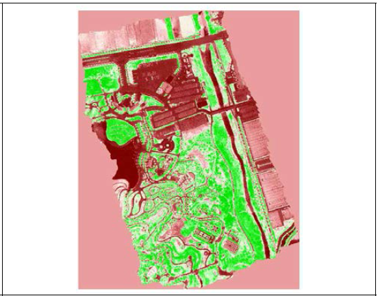 QGIS를 통한 식생분포 확인 (생물-초록색, 비생물-붉은색)
