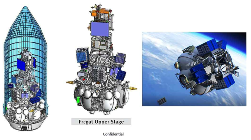 소유즈 2의 Fregat upper stage의 전체 모습과 발사 모습