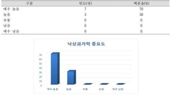 낙상 과거력 중요도 N=10