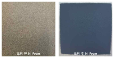 코팅 전/후의 Ni foam