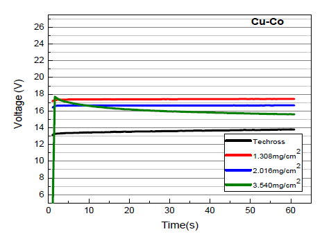 비귀금속 CuCo2O4/Ti plate 전극의 염소발생반응 half cell test