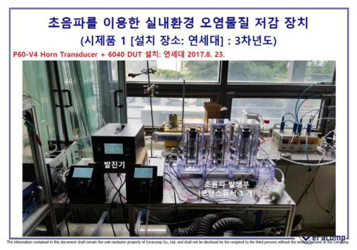 공기청정기 시작품 Lab Scale 테스트 베드 (2차 제작): BLT 초음파 트랜스듀서를 3 개 적용하여 제작한 테스트 베드