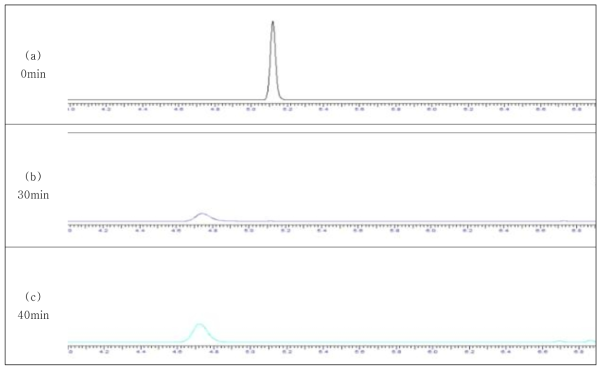 스틸렌의 전기화학고도산화 처리시 gas chromatogram의 변화