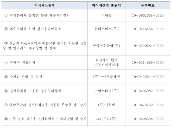 전기분해기술관련 지식재산권 현황