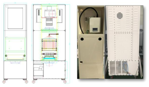 10 CMM급 공기 청정 장비 설계도(좌) 및 실물(우)