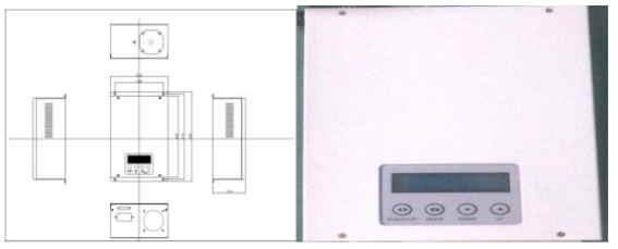 10 CMM급 공기 청정 장비 전원공급장치 외형도(좌) 및 실물(우)