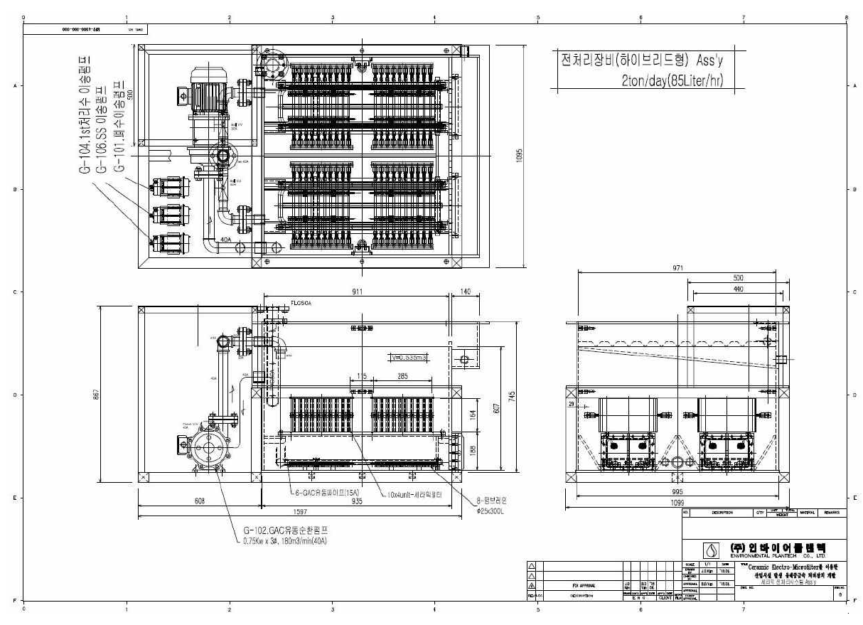 GAC 세라믹 멤브레인 전처리 반응조 설계도면