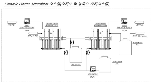 Ceramic Electro Microfilter 시스템(처리수 및 농축수 처리시스템) 설계 도면