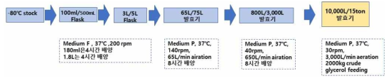 15ton 규모의 1,3-PDO 생산 발효 공정 모식도-3차