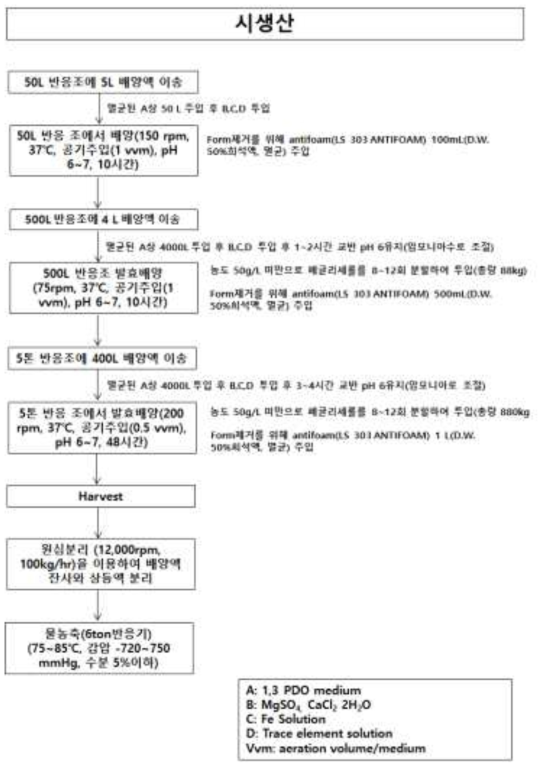 1,3-PDO 5ton 발효 및 미생물 제거 공정 모식도