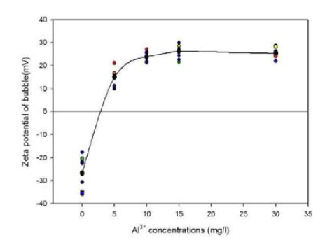 Al3+ 농도에 따른 기포의 zeta potential