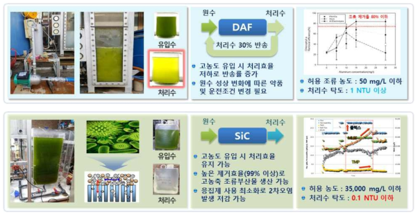 DAF 공정과 SiC 세라믹막여과 공정 비교