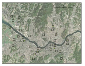 서울시와 인근 광역 수도권 지역과 44개 소규모 녹지