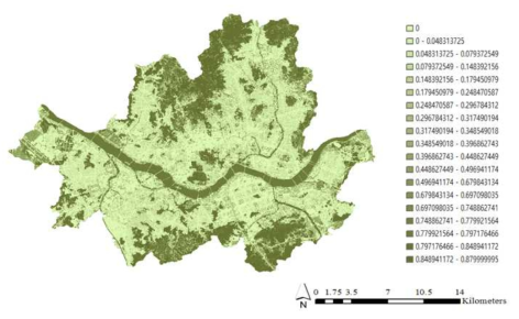서울시 토지 피복 기반 서식지 질 분석 결과