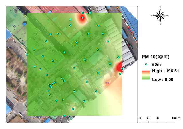 문평 119 안전센터 PM10(1월 31일, 고도 50m,)