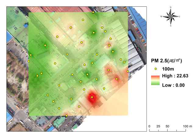 문평 119 안전센터 PM2.5(1월 31일, 고도 100m,)