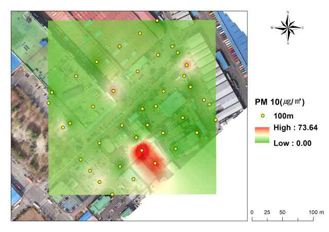 문평 119 안전센터 PM10(1월 31일, 고도 100m,)