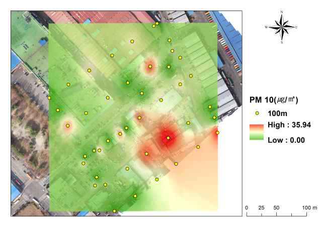 문평 119 안전센터 PM10(2월 1일, 고도 100m,)