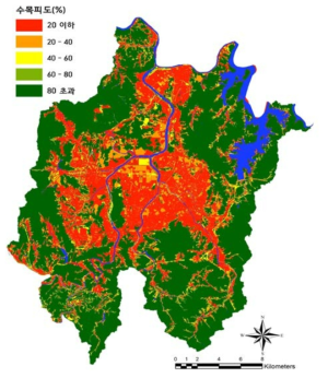 대전시 수목피도 분포도