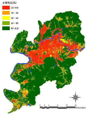 대구시 수목피도 분포도