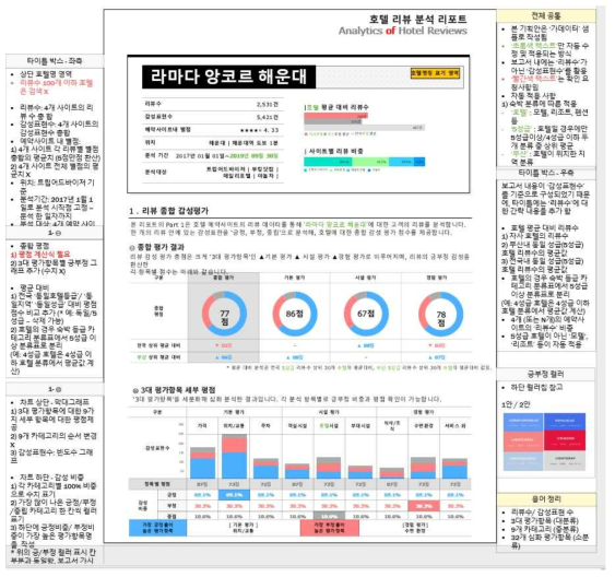 숙박리뷰 분석보고서 기획 페이지 예시