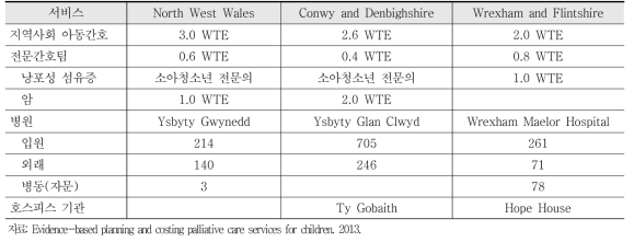 웨일즈 3 지역의 소아완화의료 제공 및 이용 현황(2008-2009)