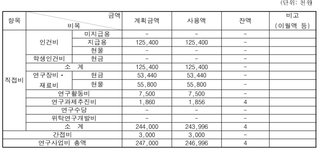 연구비 집행실적